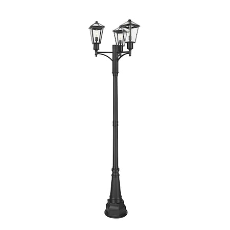 Z-Lite Talbot 1 Light Outdoor Post Mount Fixture, 27.5in. W x 111.5in. H, Black 579PHMR-3-564P-BK